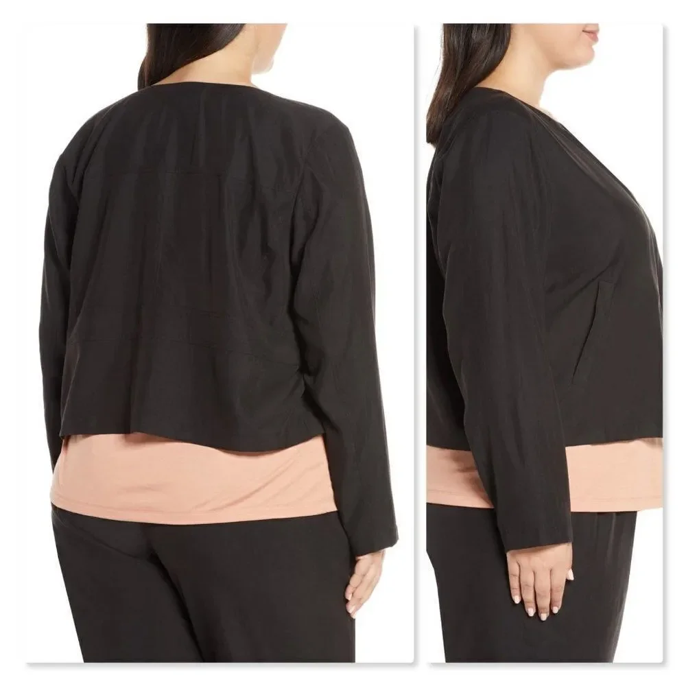 NEW Eileen Fisher Open Front Crop Jacket sz 1X - Picture 2 of 8